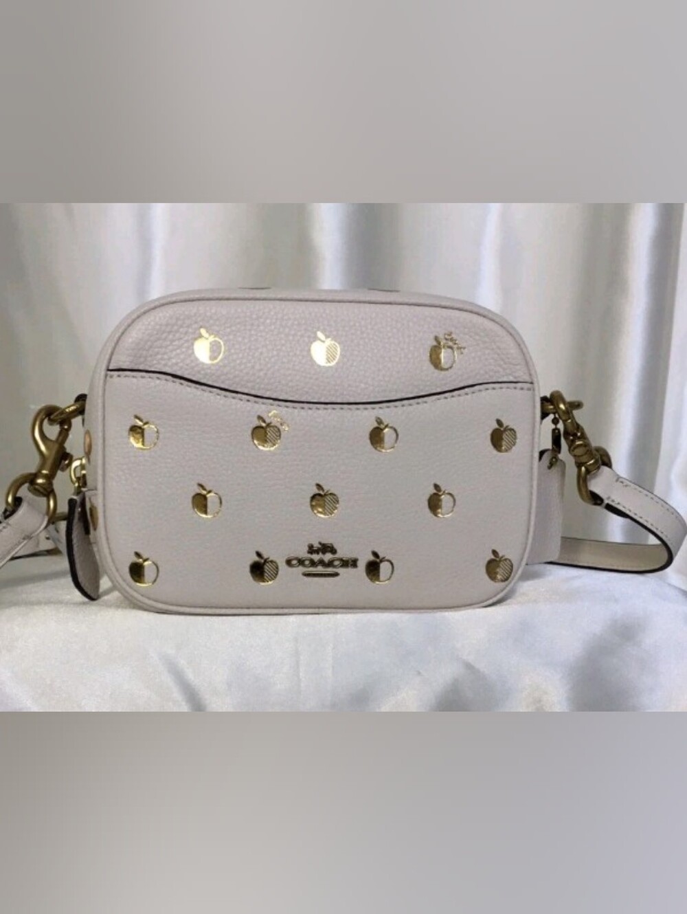 Coach North South Camera Apple Gold & White Crossbody Bag Exclusive